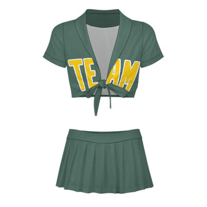 Custom Blue Green Gold Cheerleading Uniform Set