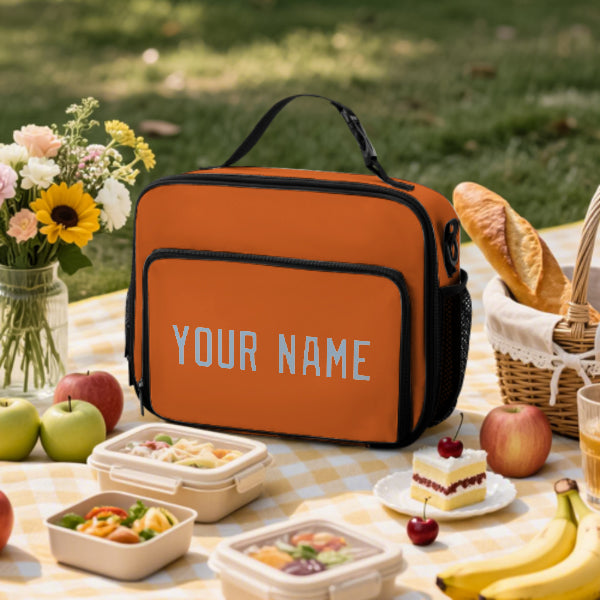 Custom Orange Light Blue Lunch Bag