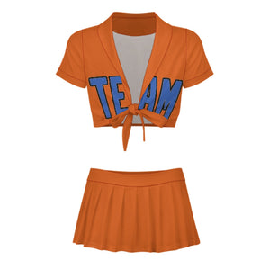 Custom Orange Sky Blue Cheerleading Uniform Set