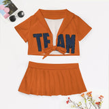 Custom Orange Blue Cheerleading Uniform Set