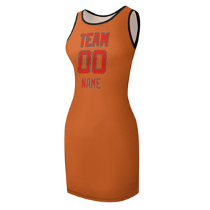 Custom Orange Orange Red Sleeveless Vest Dress