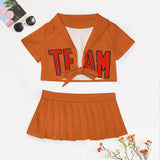 Custom Orange Orange Red Cheerleading Uniform Set