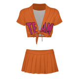 Custom Orange Pink Cheerleading Uniform Set