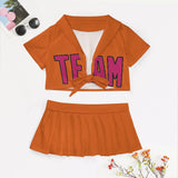 Custom Orange Pink Cheerleading Uniform Set