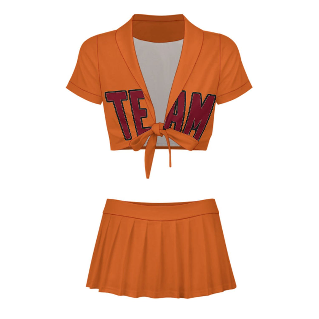 Custom Orange Crimson Red Cheerleading Uniform Set