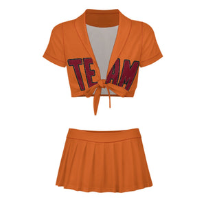 Custom Orange Crimson Red Cheerleading Uniform Set