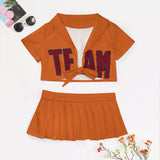 Custom Orange Crimson Red Cheerleading Uniform Set