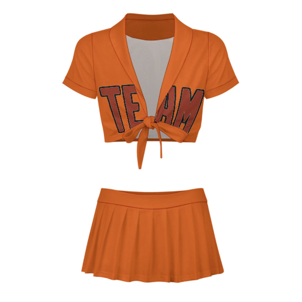 Custom Orange Coral Red Cheerleading Uniform Set