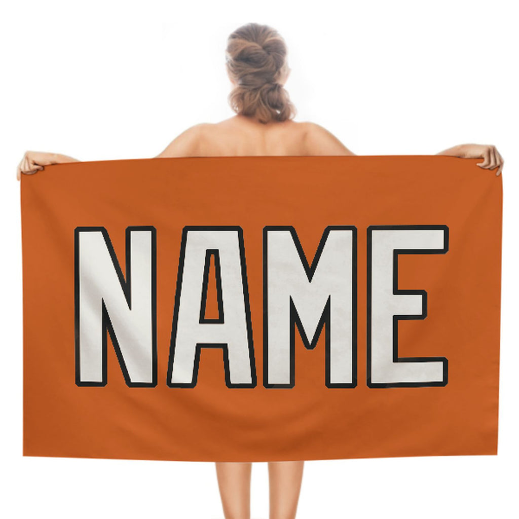 Custom Orange White Beach Towel