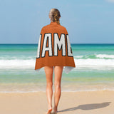 Custom Orange White Beach Towel