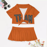 Custom Orange Dark Grey Cheerleading Uniform Set