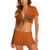 Custom Orange Khaki Cheerleading Uniform Set