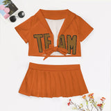 Custom Orange Khaki Cheerleading Uniform Set