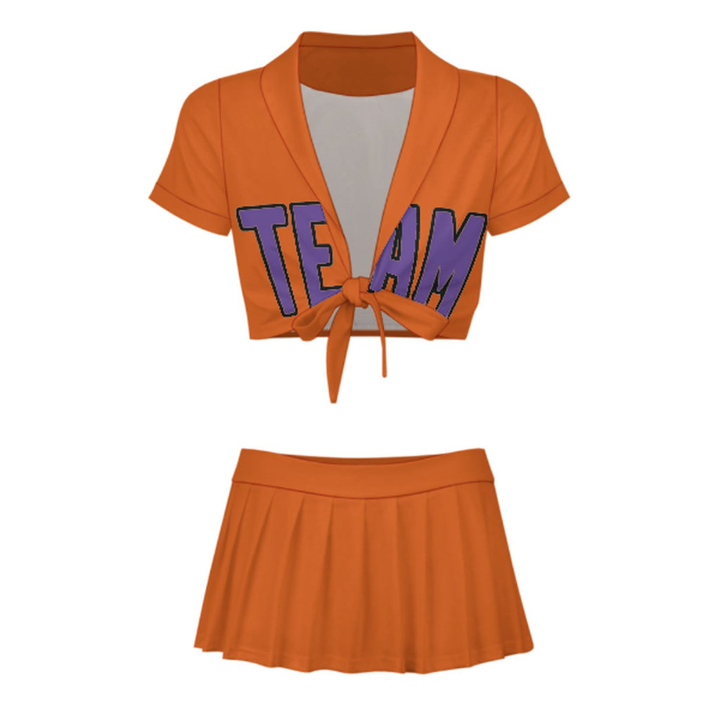 Custom Orange Light Purple Cheerleading Uniform Set