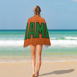 Custom Orange Emerald Green Beach Towel