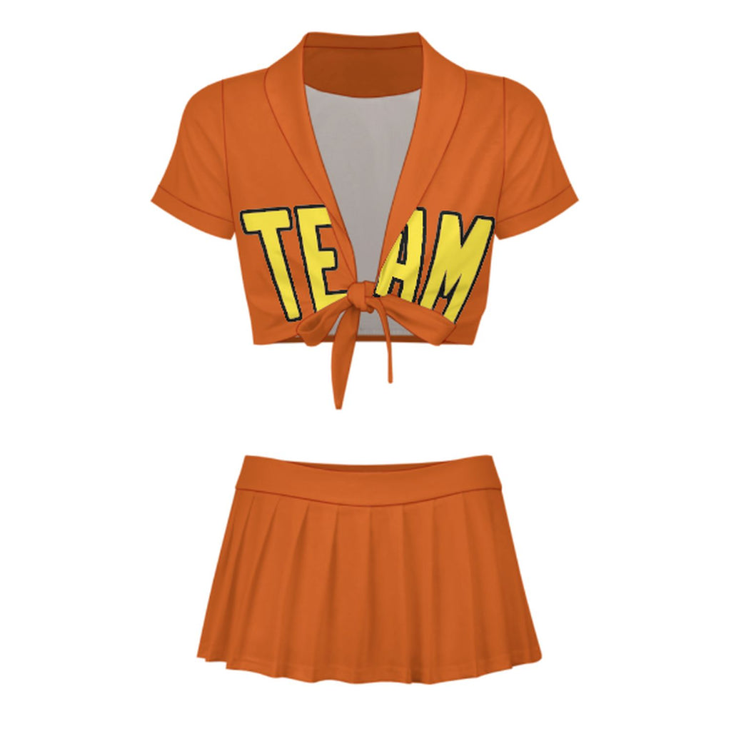 Custom Orange Light Yellow Cheerleading Uniform Set