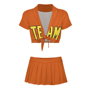 Custom Orange Light Yellow Cheerleading Uniform Set