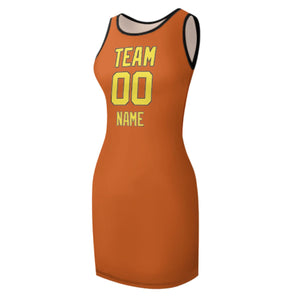 Custom Orange Light Yellow Sleeveless Vest Dress