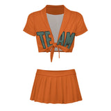 Custom Orange Blue Green Cheerleading Uniform Set