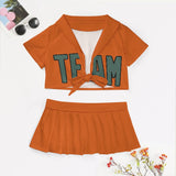 Custom Orange Blue Green Cheerleading Uniform Set