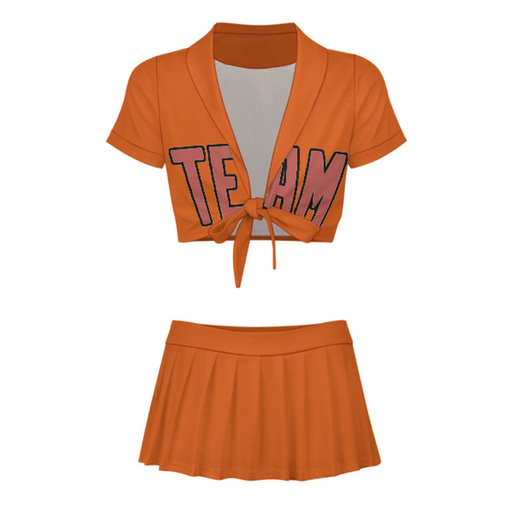 Custom Orange Copper Rose Cheerleading Uniform Set
