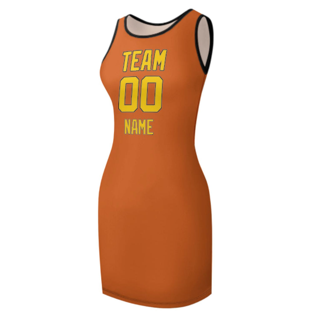 Custom Orange Gold Sleeveless Vest Dress