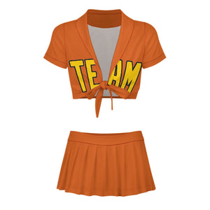 Custom Orange Gold Cheerleading Uniform Set