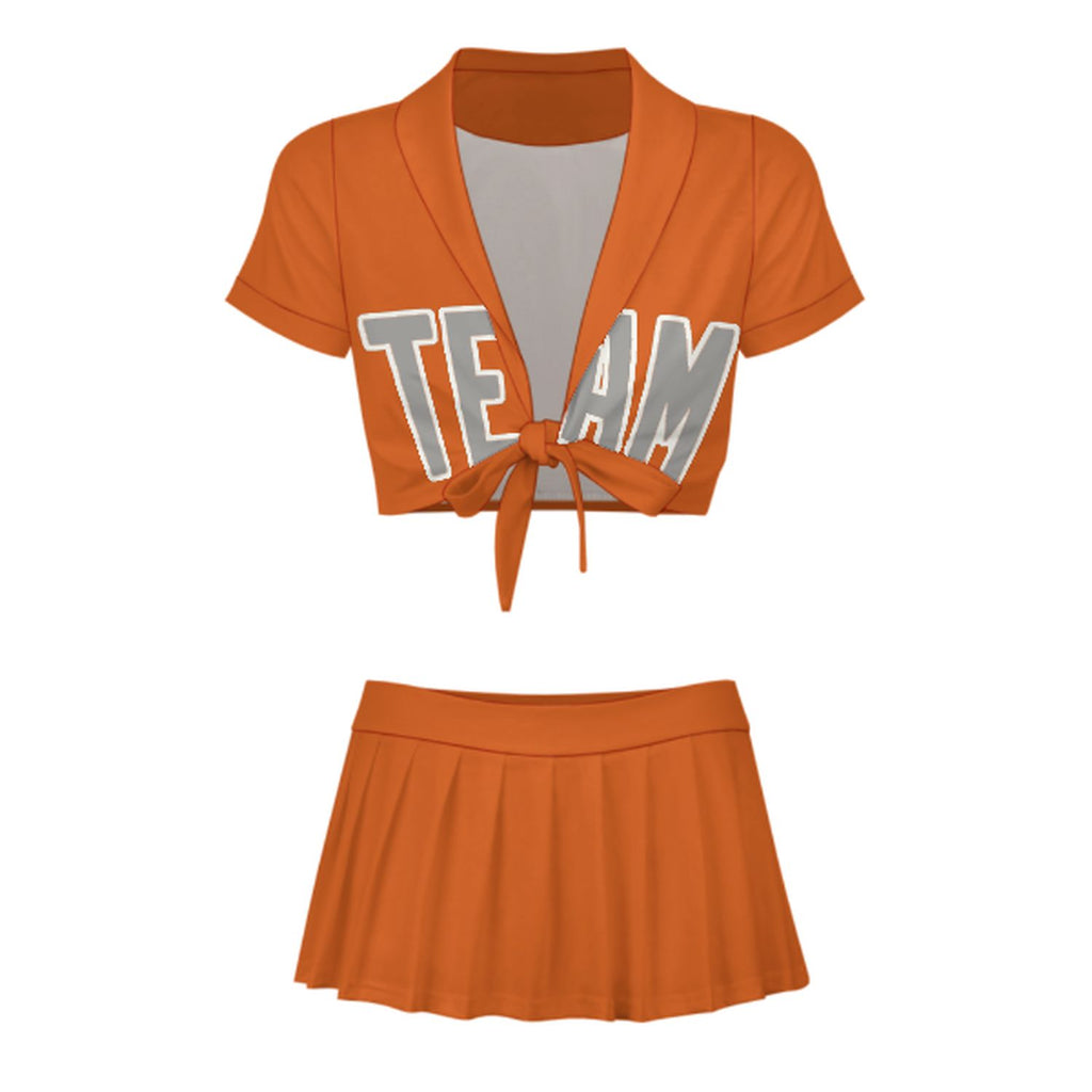 Custom Orange Gray Cheerleading Uniform Set