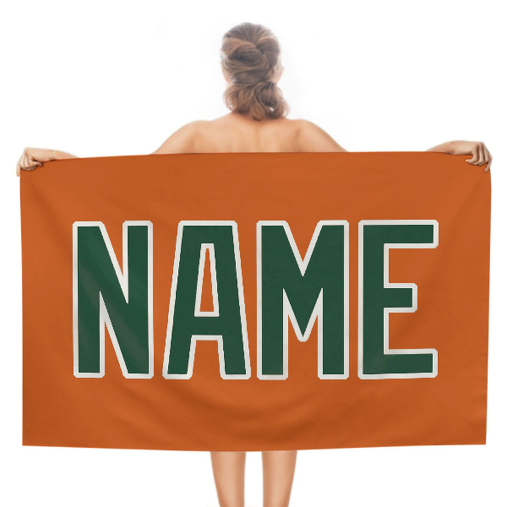 Custom Orange Green Beach Towel