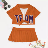 Custom Orange Purple Cheerleading Uniform Set