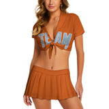 Custom Orange Light Blue Cheerleading Uniform Set