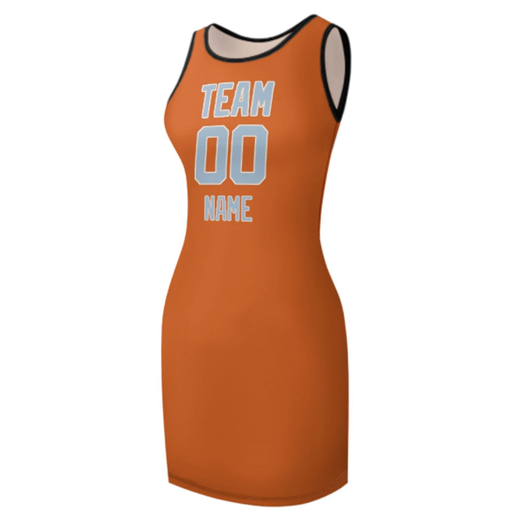 Custom Orange Light Blue Sleeveless Vest Dress