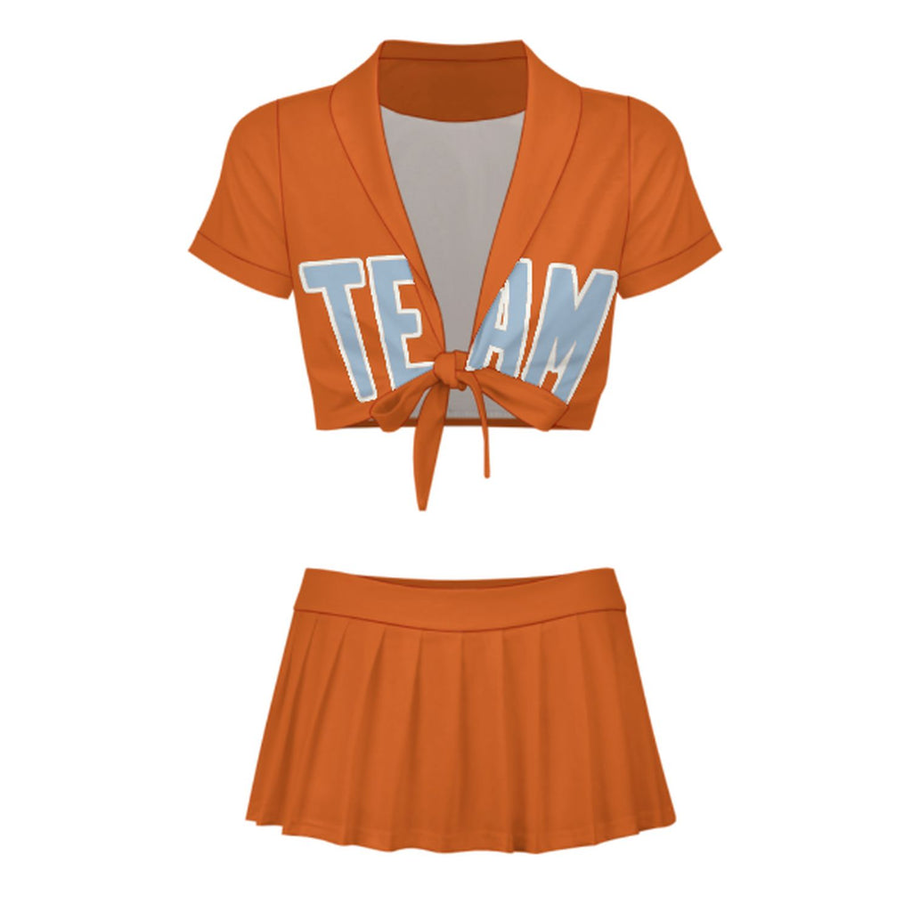 Custom Orange Light Blue Cheerleading Uniform Set
