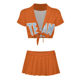 Custom Orange Light Blue Cheerleading Uniform Set