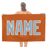 Custom Orange Light Blue Beach Towel
