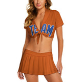 Custom Orange Sky Blue Cheerleading Uniform Set