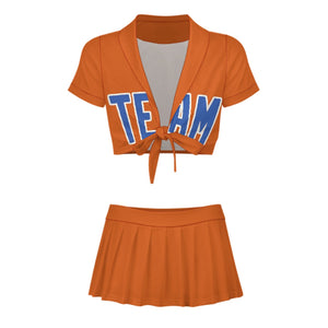 Custom Orange Sky Blue Cheerleading Uniform Set