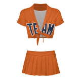 Custom Orange Blue Cheerleading Uniform Set