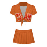 Custom Orange Orange Red Cheerleading Uniform Set