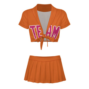 Custom Orange Pink Cheerleading Uniform Set