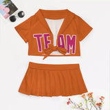 Custom Orange Pink Cheerleading Uniform Set