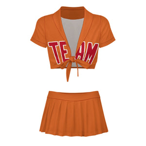 Custom Orange Red Cheerleading Uniform Set