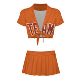 Custom Orange Coral Red Cheerleading Uniform Set