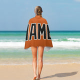 Custom Orange Black Beach Towel