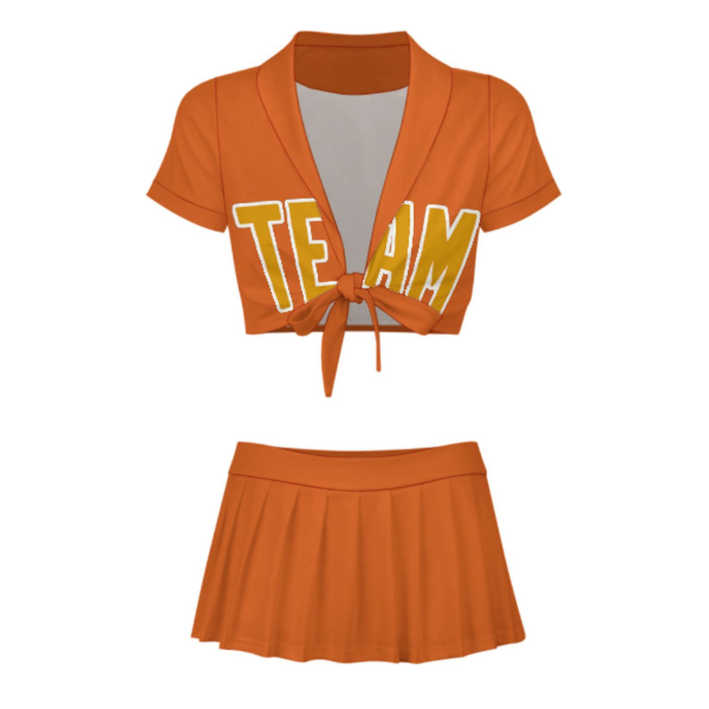 Custom Orange Yellow Cheerleading Uniform Set