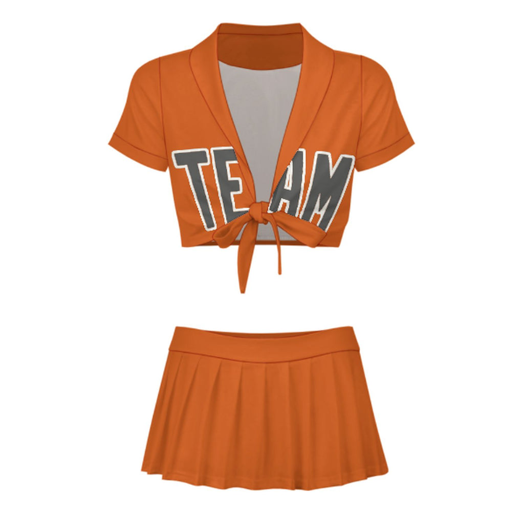 Custom Orange Dark Grey Cheerleading Uniform Set