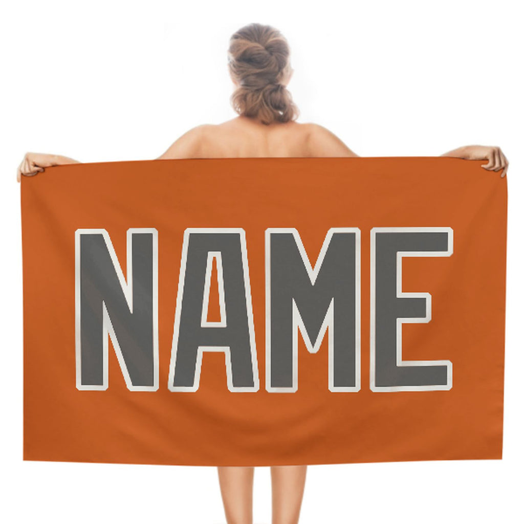 Custom Orange Dark Grey Beach Towel