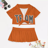 Custom Orange Dark Grey Cheerleading Uniform Set