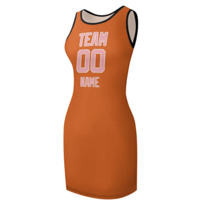 Custom Orange Light Pink Sleeveless Vest Dress