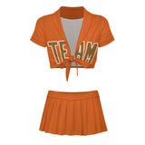 Custom Orange Khaki Cheerleading Uniform Set